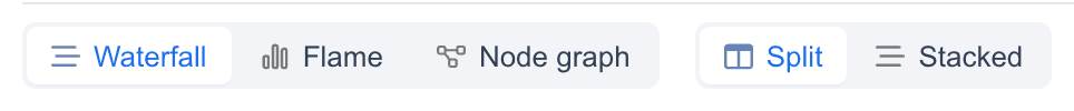 Trace View toolbar with the Waterfall, Flame, and Node graph switcher